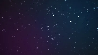 Blue shifts to purple across the frame while the stars sit at mixed focus, a few blown into soft round bokeh near the centre.