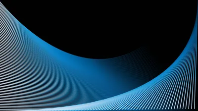 Hundreds of fine blue lines bend in a single wide arc from the bottom left, leaving the upper part of the frame empty black.