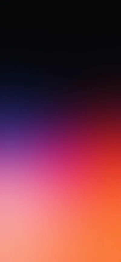 The top third is true black for OLED screens before indigo, magenta and pink ignite downward into a bright orange base — the clock sits over pure darkness.
