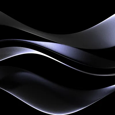 Dark satin ribbons roll across a square frame, their crests catching a cool violet light while the troughs sink into pure black.
