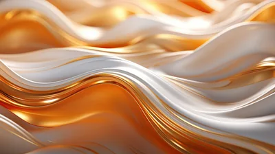 Alternating crests of cream and amber roll through a glossy CGI render, the smoothest white band passing right through the middle of the frame.