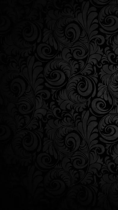 Tightly coiled damask scrollwork covers the whole portrait frame in near-black relief, only a faint sheen along the top separating one curl from the next.