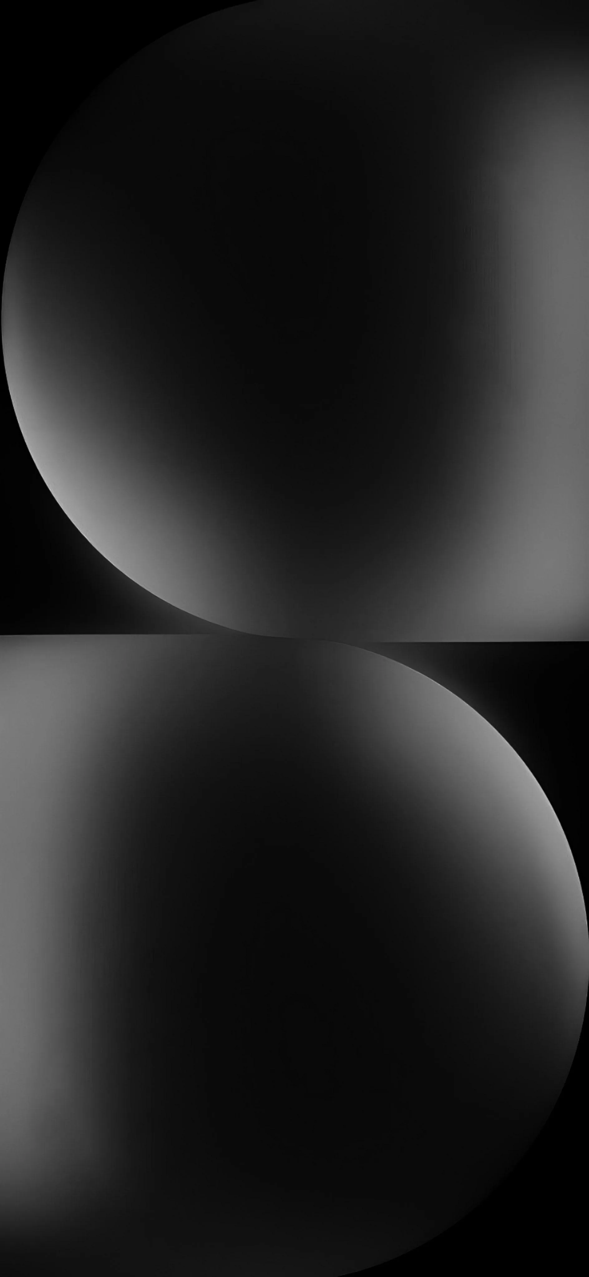 Two soft-edged circles glow from opposite corners, split by a hard horizontal line across the middle of the frame.