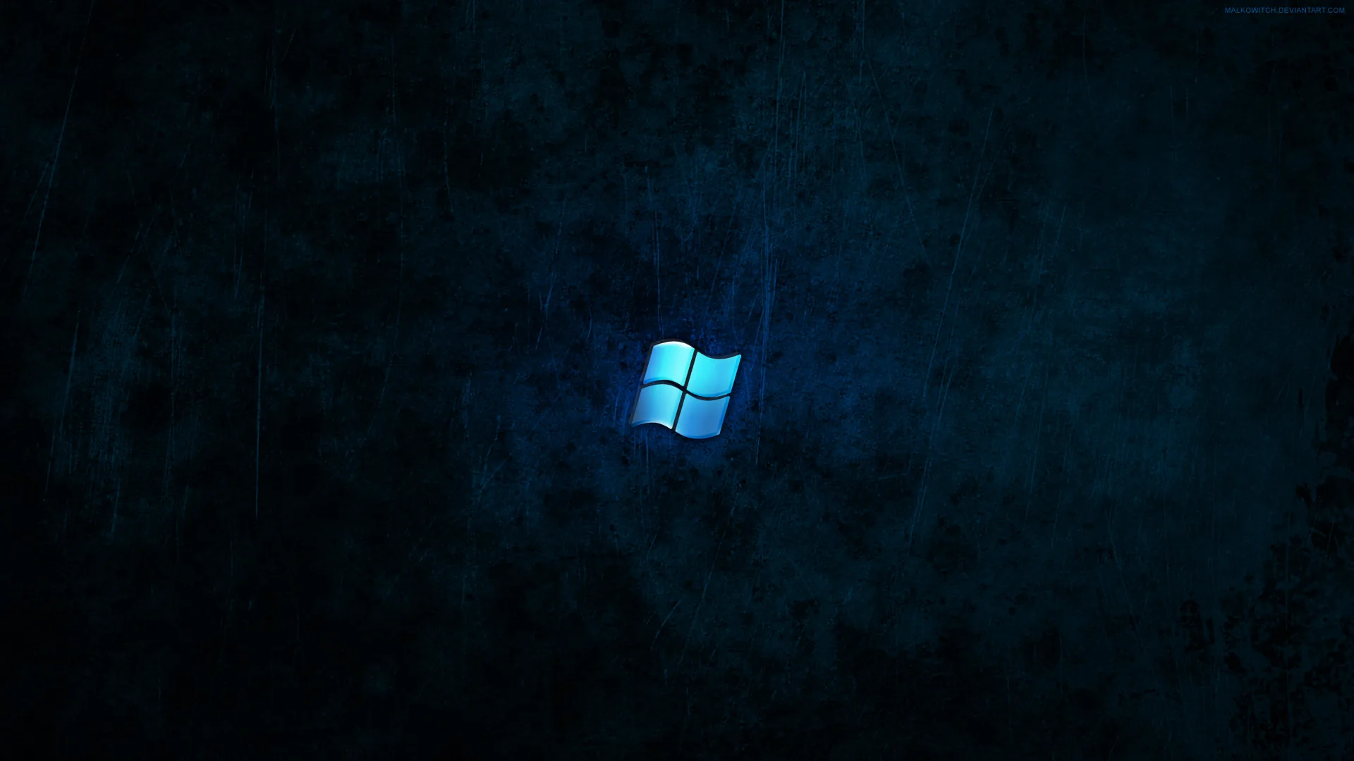 A glowing blue window mark sits at the centre of a scratched dark teal wall, the light falling off at the corners.