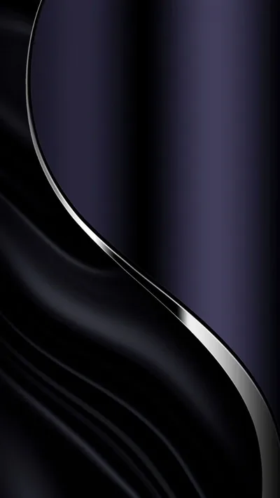A single silver line sweeps across folds of deep purple-black silk, dividing the frame in two.
