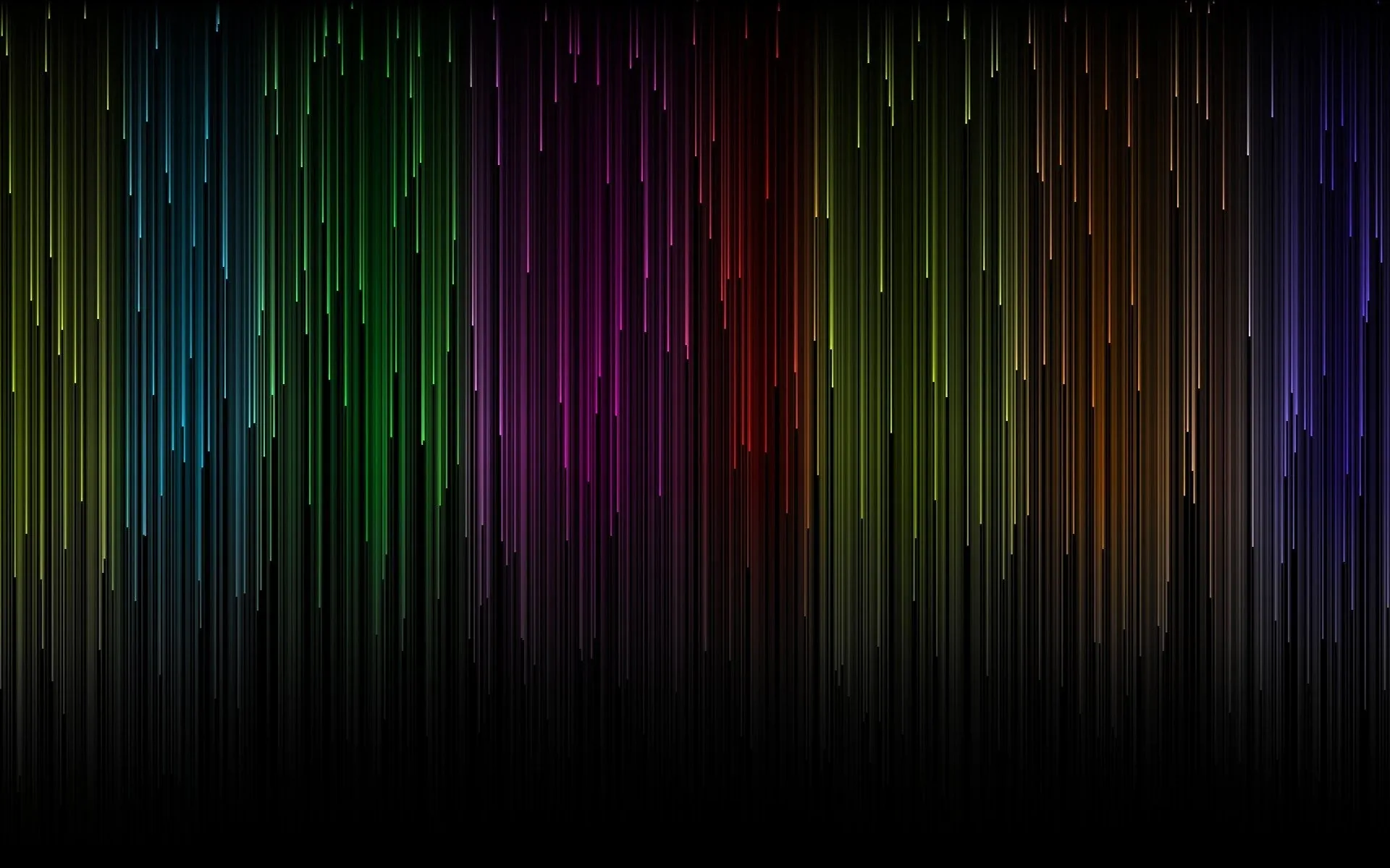 Vertical strokes in blue, green, red and violet rise from the bottom edge and fade before the top.