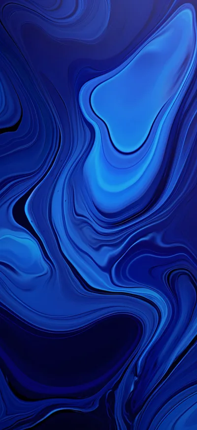 Poured blues fold into each other in glossy ribbons, cobalt and near-black marbling together with brighter streaks running through the middle.