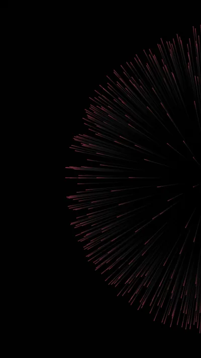 A firework opens in thin dark-red streaks from the right edge, the left half of the frame left entirely empty.