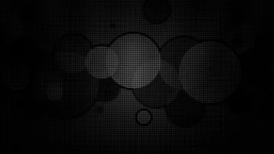 Overlapping circles sit on a fine dotted grid in near-black tones, only their outlines separating them.