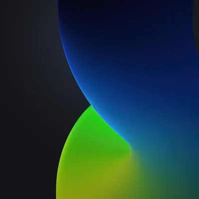 Two smooth gradient shapes meet along a single curve, deep blue falling from the top and lime green rising from the bottom.