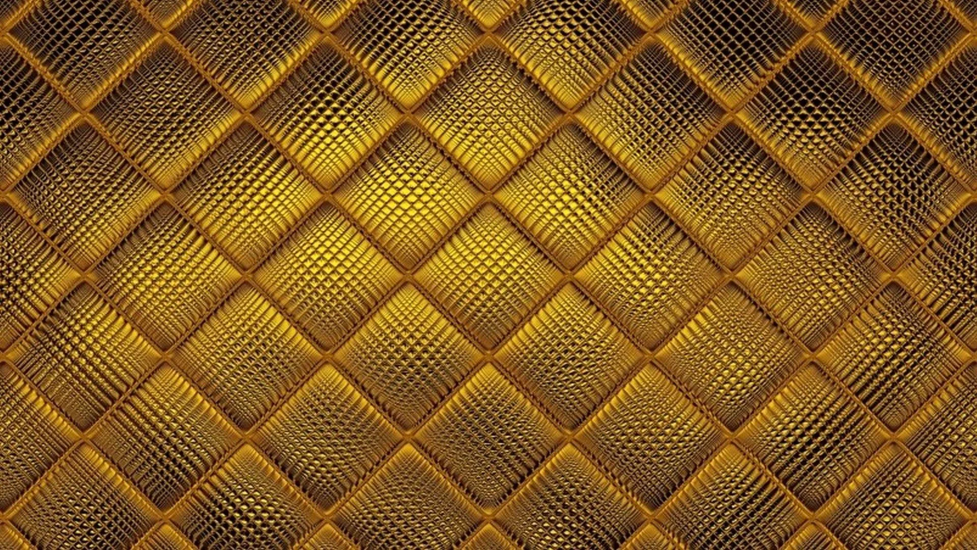 An embossed quilt of gold diamonds, each cell filled with a fine dot grid, glowing brightest at the centre of the pattern.