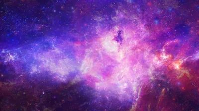 Nebula colour floods the whole frame from magenta to deep violet, brightest along the centre line — no corner goes black, so dark icons sit best.