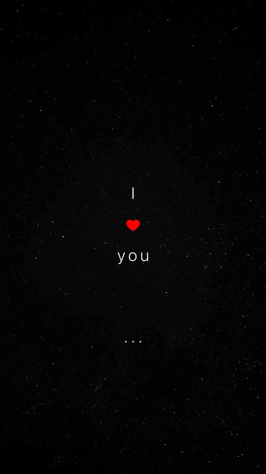 The words I love you sit small and centred on a grainy near-black field, a single red heart the only colour in the frame.