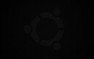 The Ubuntu circle mark sits barely a shade brighter than the honeycomb mesh behind it, the rest of the frame held just above true black.