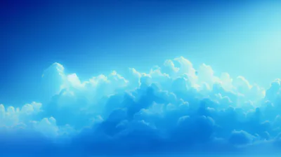 Soft-focus clouds glow from within against a deep blue gradient, the brightest light pooling in the top right corner of the frame.
