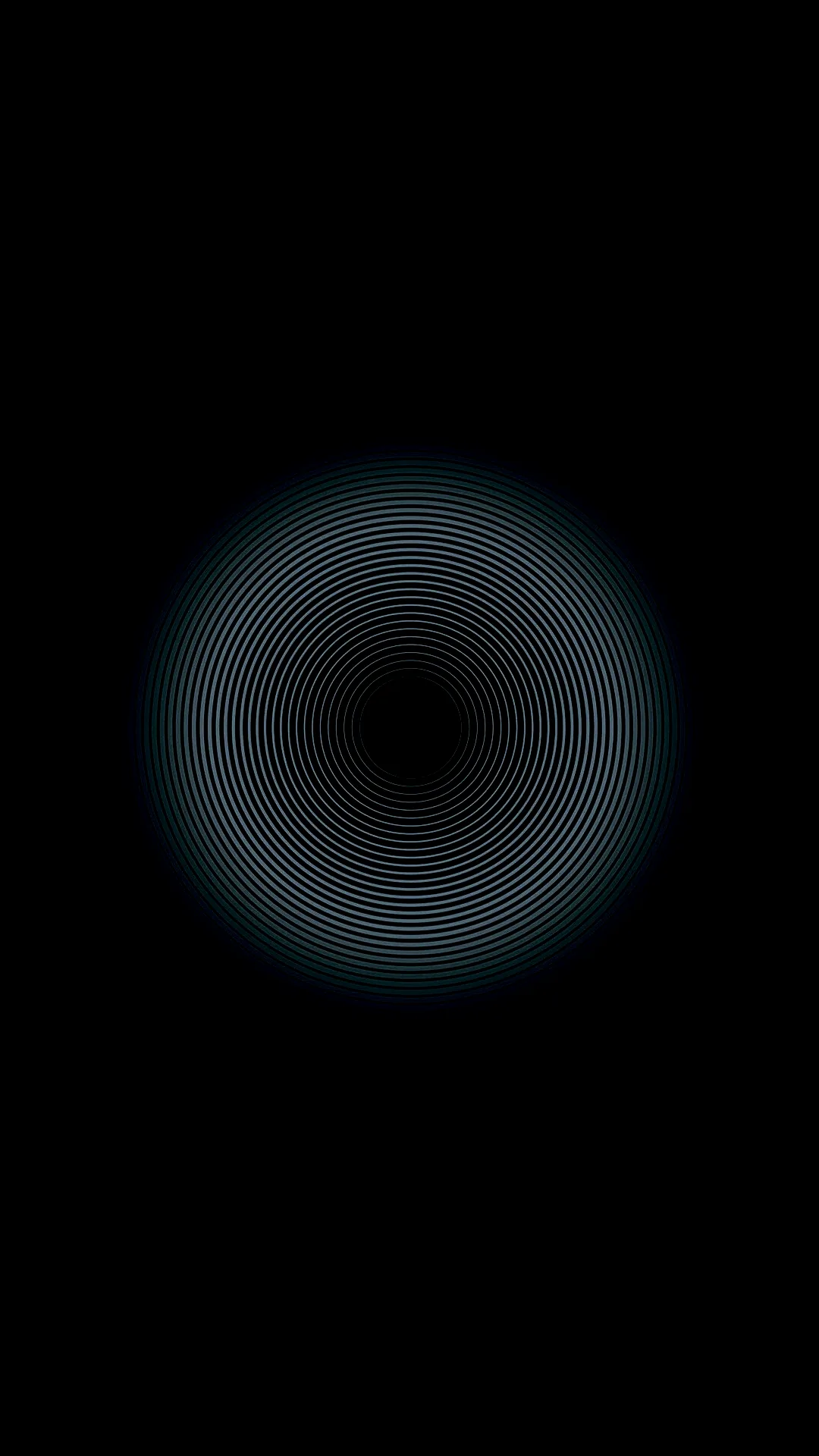 Hundreds of thin blue rings ripple out from a black centre, fading before they reach the edges of the frame.