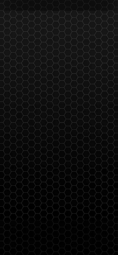 A honeycomb of hexagons covers the full frame in charcoal on black, the outlines just bright enough to read as texture behind app icons.