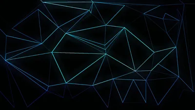 Thin teal lines join into a low-poly web of triangles, brighter through the middle band and dissolving into plain black along the bottom edge.