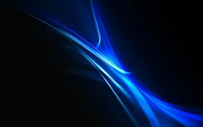 A single current of blue light bends upward through the centre like silk, both side thirds falling to true black for OLED screens.