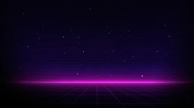 A bright magenta band runs across the middle with a faint grid below it and small stars scattered above.
