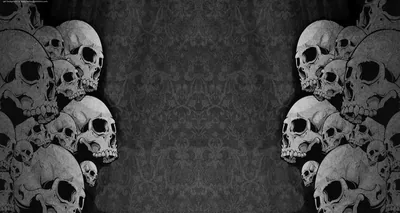Bone piles stack up both the left and right edges of the frame while the middle stays a flat dark damask, clear for icons.