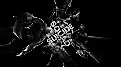 Dark comic-style figures crowd in from all sides toward heavy white lettering at the centre of the frame.