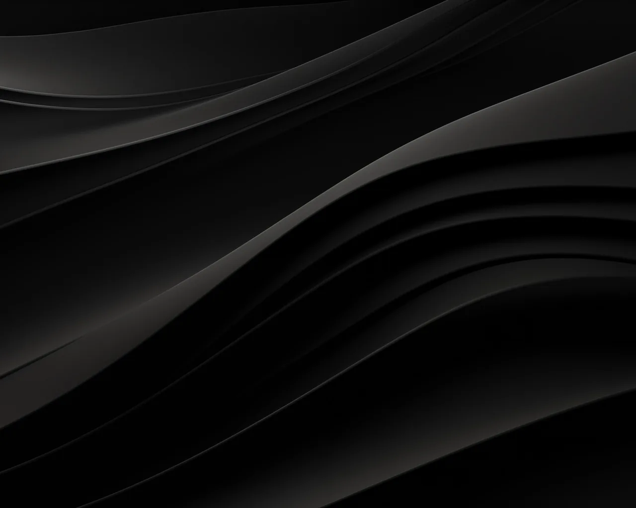 Broad matte waves sweep diagonally across the frame, grey rim light tracing each ridge from the top edge while the lower left sinks fully dark.
