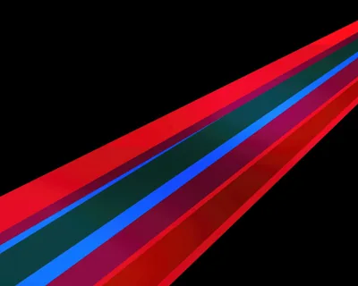 Red, blue and dark green stripes rush diagonally from the left edge toward the lower right, the top third staying empty black for menu bars.