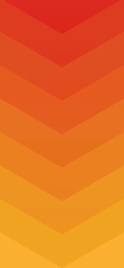 Downward-pointing chevrons step from deep red at the top through orange to amber at the base, each band a shade lighter than the last.
