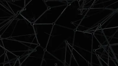 Thin grey lines connect scattered nodes across near-black space, a low-poly network drifting out of focus.