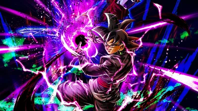 He wrenches a dark sphere apart at arm's length, purple lightning ripping outward across a wall of graffiti-bright colour that stops short of the bottom edge.