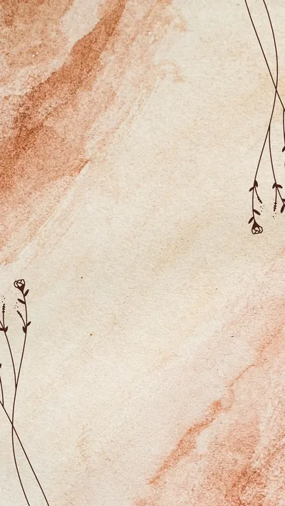 Rust-toned watercolor washes down a cream page, hand-inked flower stems hanging in from the edges — the middle stays pale and open for widgets.