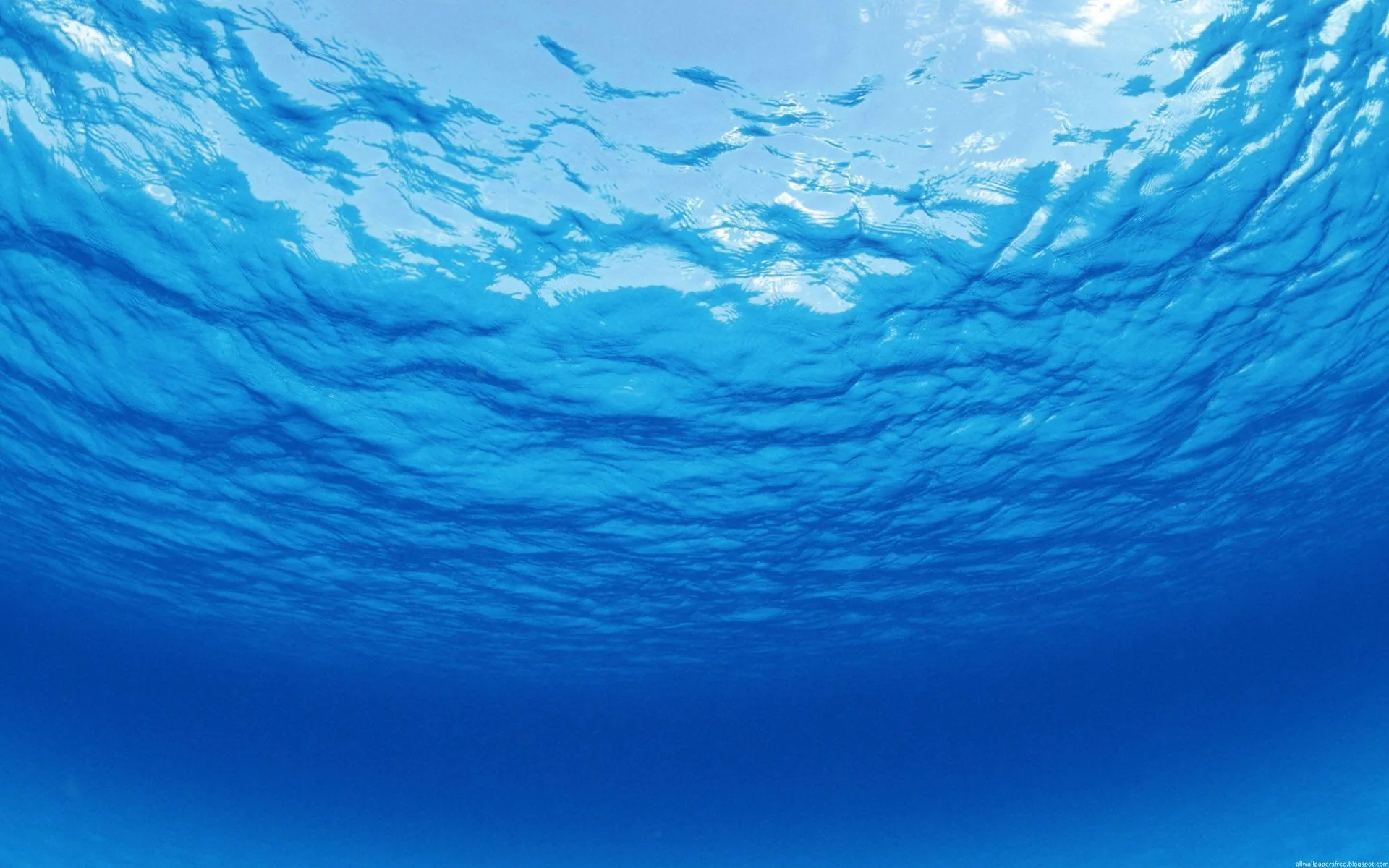 Looking up from below the surface, sunlight breaks through cyan water overhead while the lower half smooths into an even blue gradient that suits icon grids.