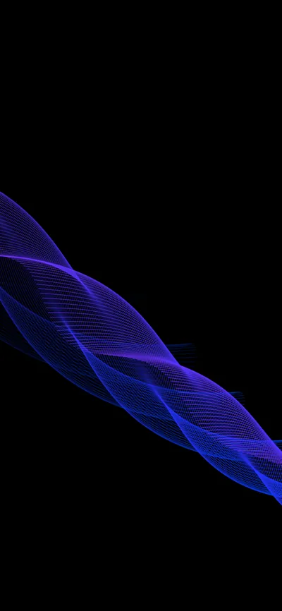 Two strands of fine blue and violet lines twist around each other diagonally, drawn on pure black with nothing else in frame.