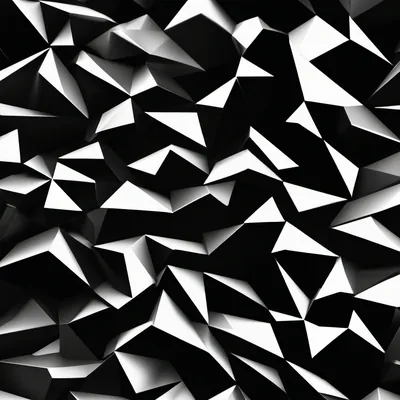 Angular flat planes tile the whole frame, each facet catching light as either bright white or full black with no midtones.