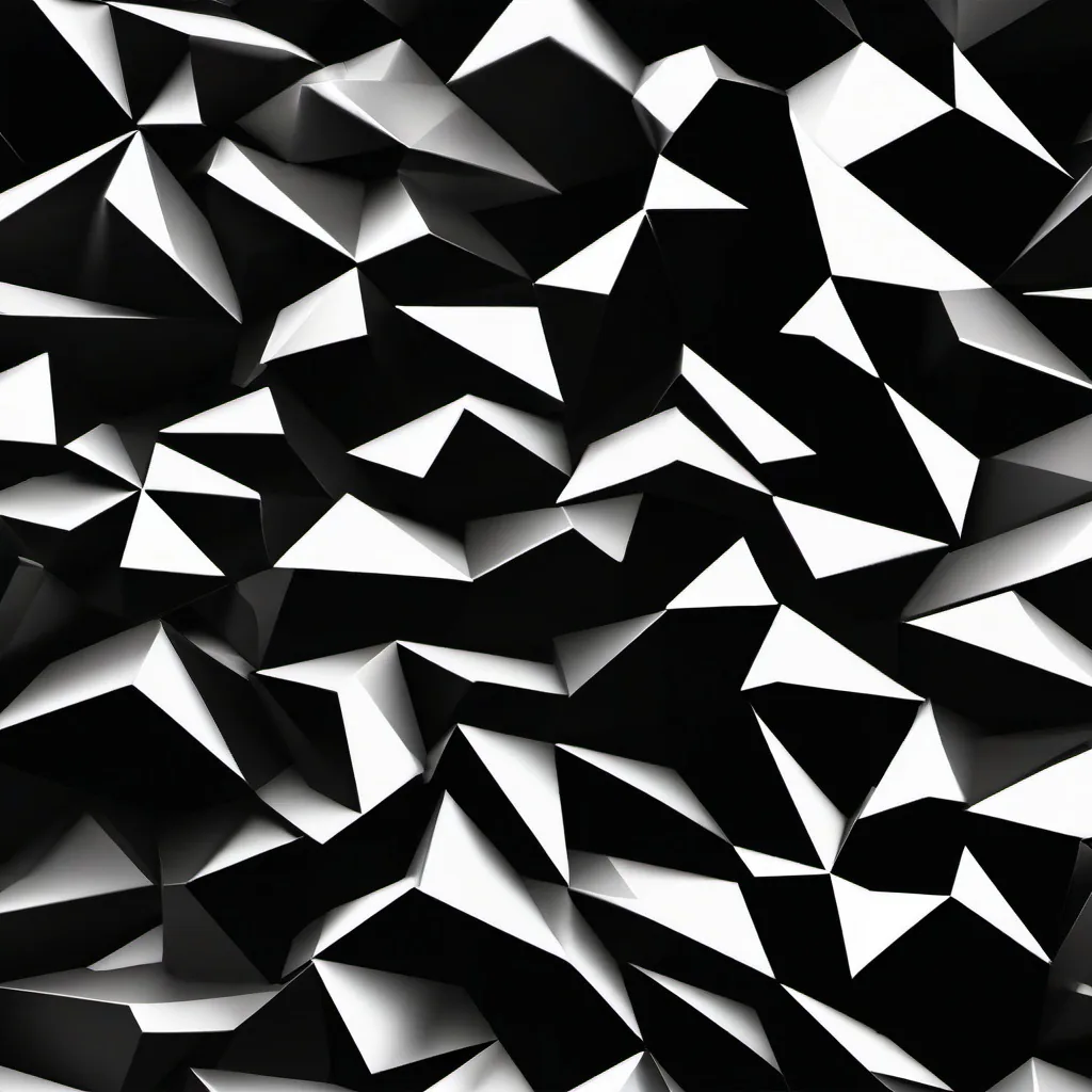 Angular flat planes tile the whole frame, each facet catching light as either bright white or full black with no midtones.