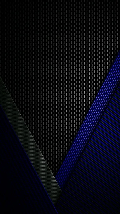Perforated metal panels overlap down a tall dark frame, a blue lit section running along the right side from top to bottom.