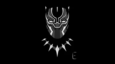 A panther-shaped mask faces forward with white edges tracing every plane, the background left black.