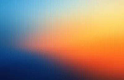 Vertical fluted-glass ridges break a blue-to-orange sunset blend into fine strips, sharpest along the darker left side.