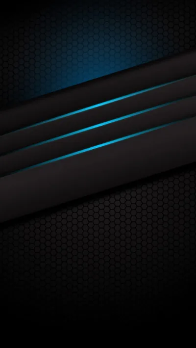 Angled matte panels sit over a black hexagon mesh, thin cyan lines glowing along each seam and one soft flare in the upper left.