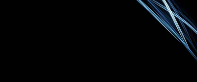 Crossed blue beams cut into the top right corner of a wide black frame, leaving the rest completely clear.