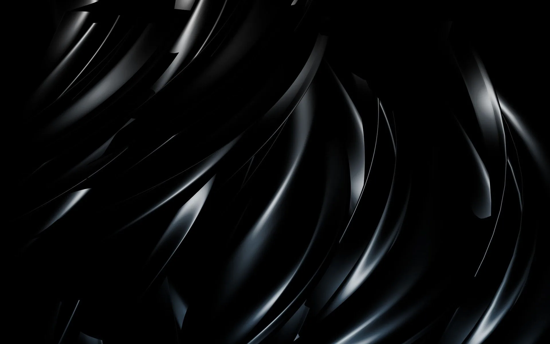 Curved dark blades twist around a central point, light running along each edge and dying at the corners.