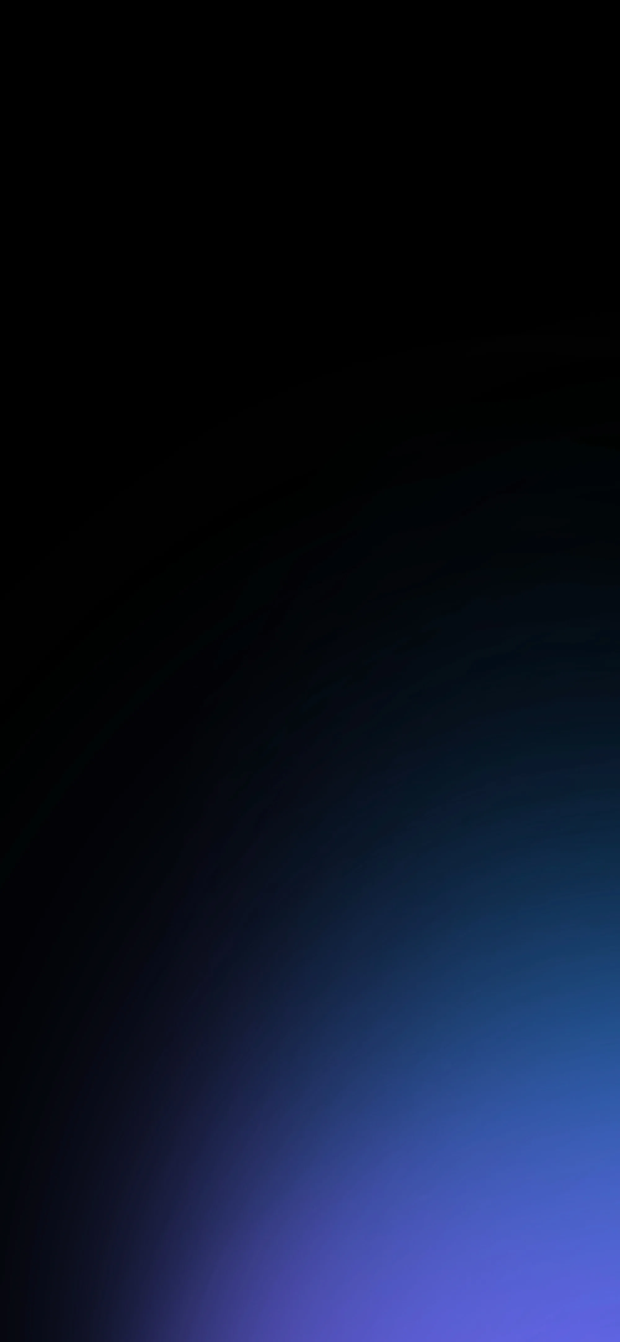 The top of the frame is pure black and the colour builds slowly toward the bottom left corner, where blue turns violet — plenty of clear space for icons.