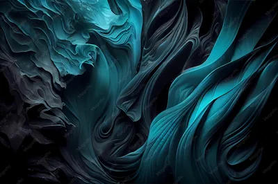 Folds of teal and near-black material twist through the frame like silk under water, the ridges lit from the left and the hollows dropping to shadow.