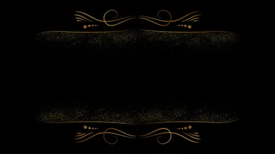 Glitter-dusted gold scrollwork borders the top and bottom edges, leaving a wide band of pure black through the centre where icons stay readable.