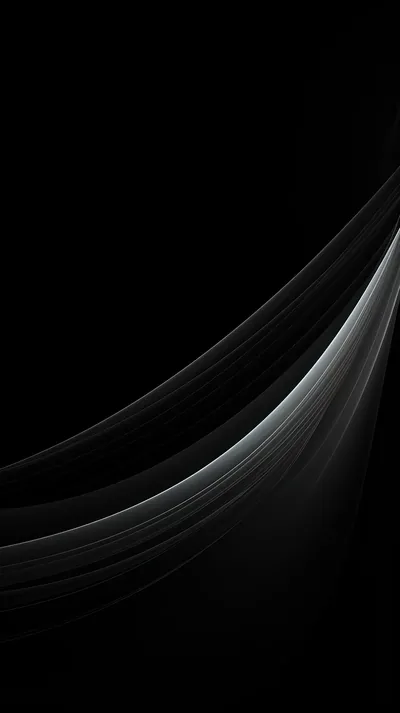 Three pale ribbons sweep up from the lower left of a tall frame, the top two-thirds left as untouched black.