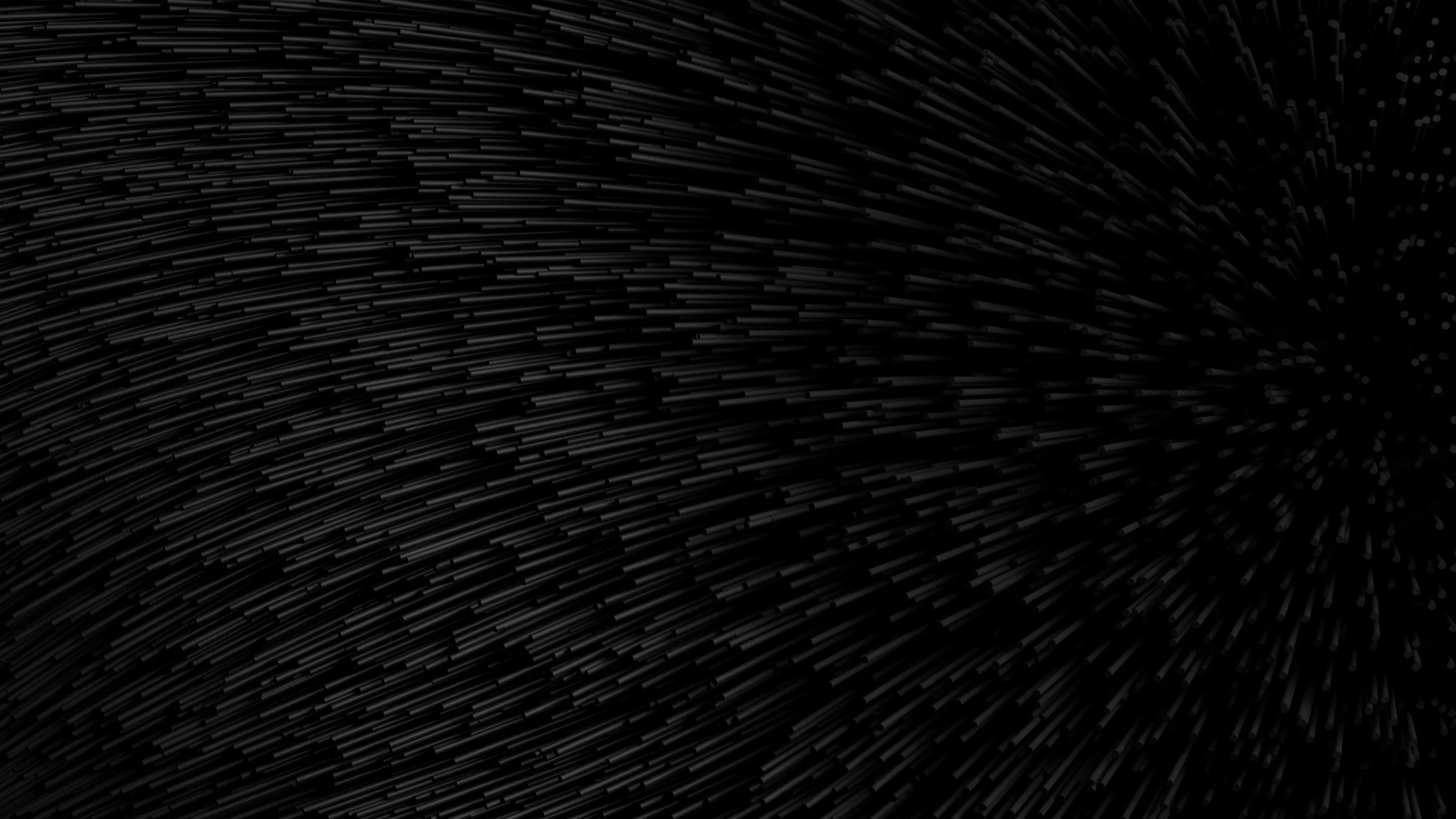 Fine pale strokes fan out from a point off the bottom right, thinning to plain black across the upper left half.
