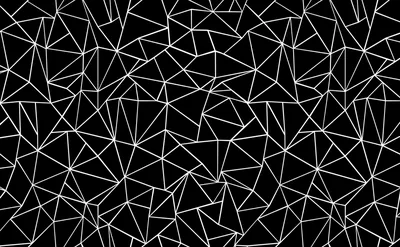 A web of pale triangles stretches edge to edge over a black ground, thicker where the mesh folds and almost invisible in the corners.