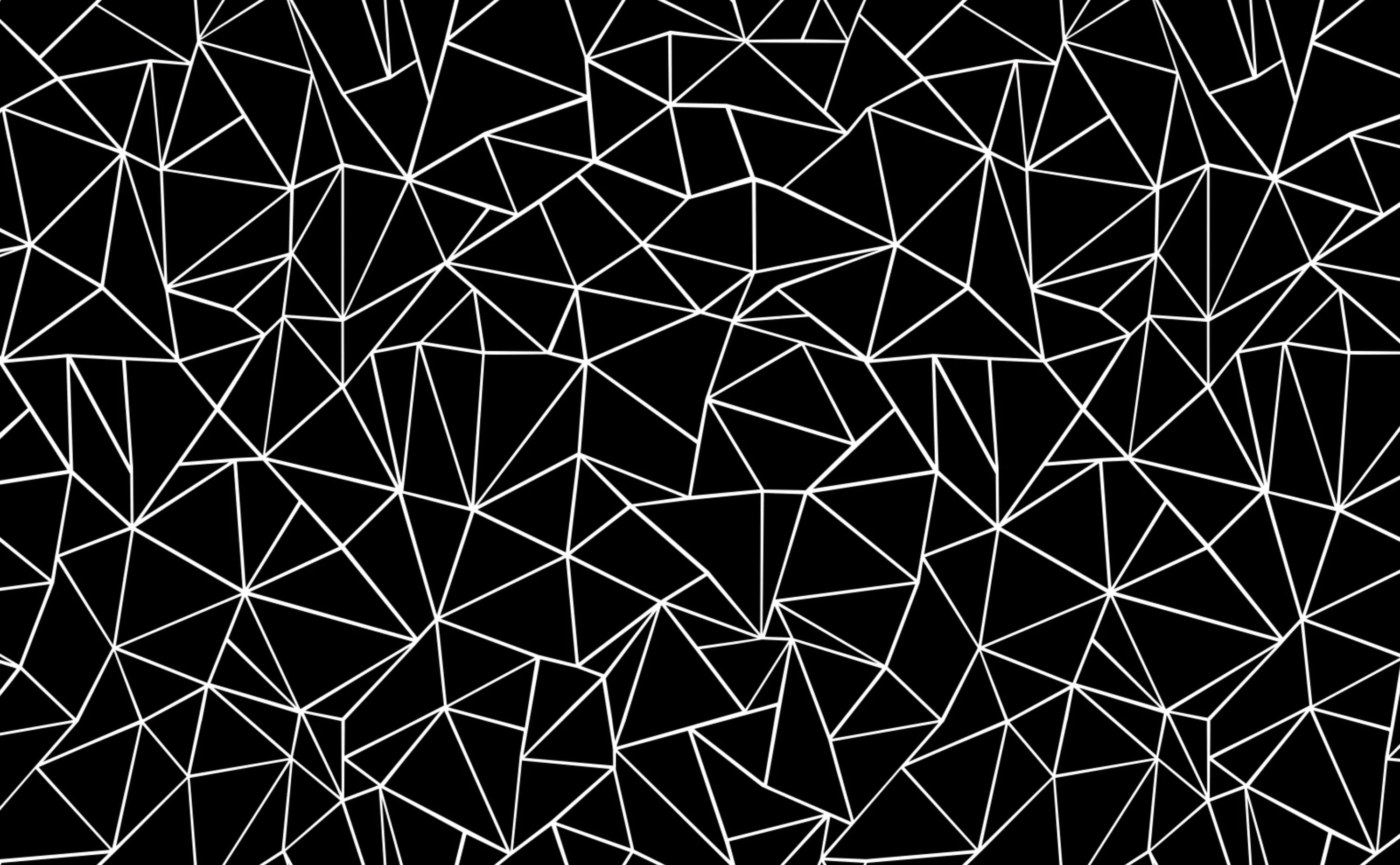 A web of pale triangles stretches edge to edge over a black ground, thicker where the mesh folds and almost invisible in the corners.