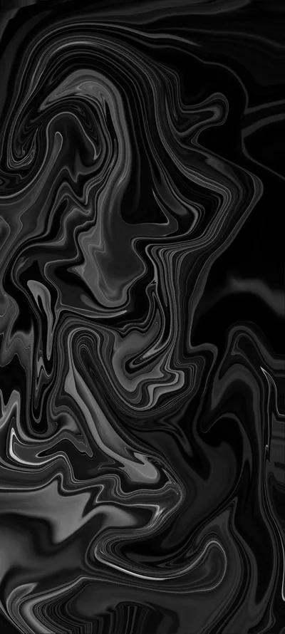 Glossy black and grey swirl together like poured paint, the ripples pulling tight through the middle and thinning out into shadow at the edges.